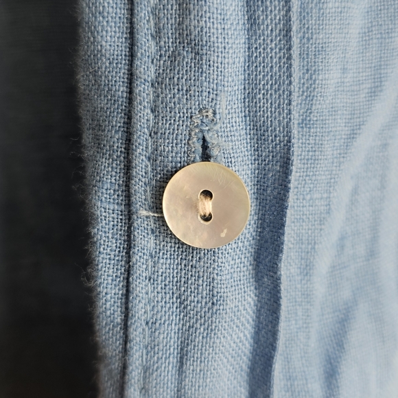 Light Blue Button-Up Linen Shirt - Casual Collared Shirt Made In Italy - Picture 2 of 5